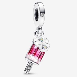 NWOT Popsicle Dangle Charm with Aurora Borelalis Cubic Zirconia Sterling Silver
